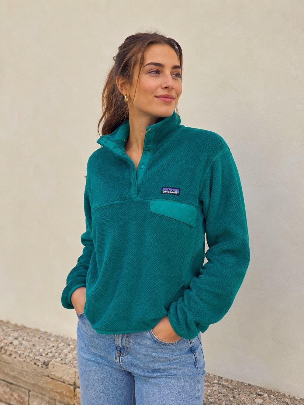 Patagonia Women’s Synchilla Snap-T Fleece Pullover Sz MTeal Green Polartec $139